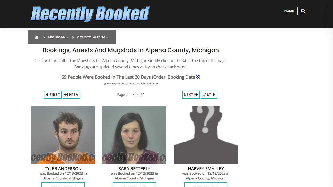 Recent bookings, Arrests, Mugshots in Alpena County, Michigan