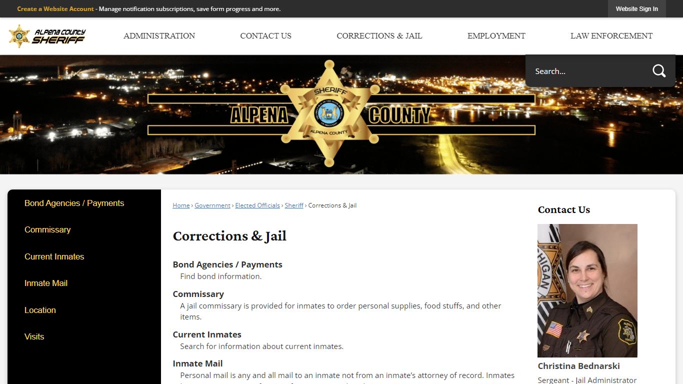 Corrections & Jail | Alpena County, MI