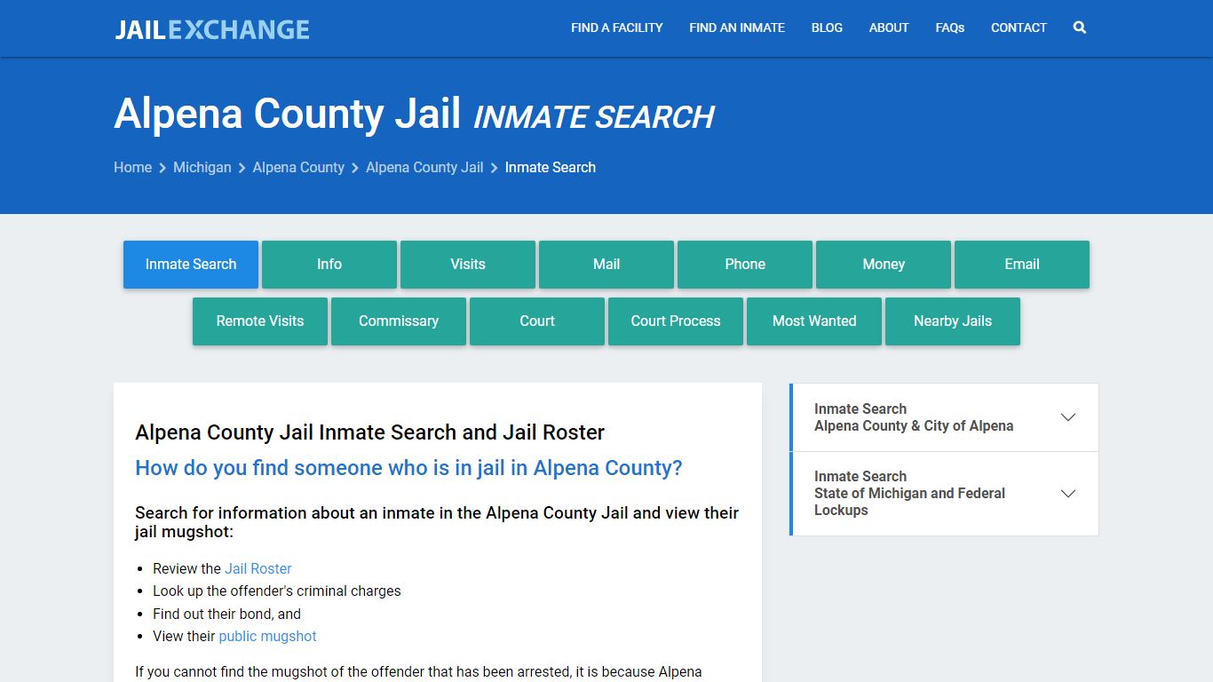 Inmate Search: Roster & Mugshots - Alpena County Jail, MI